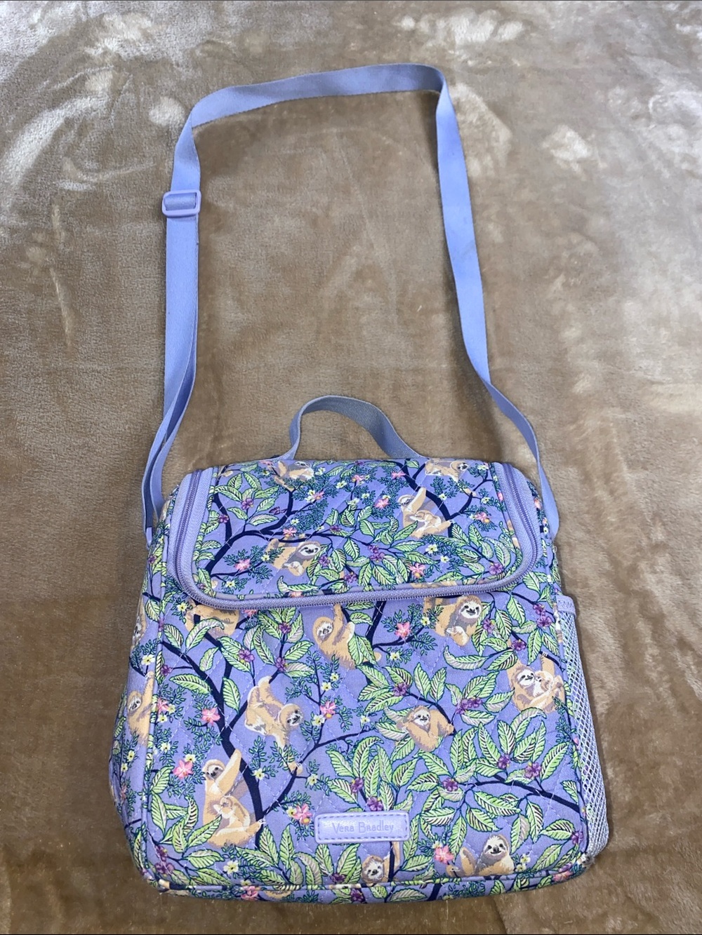 Vera Bradley Lavender Sloth & Leaf Print Crossbody Bag